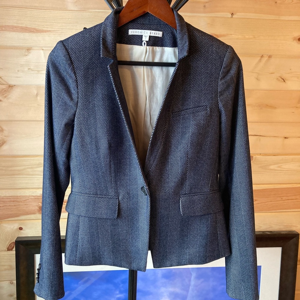 Veronica Beard Navy Herringbone Blazer
